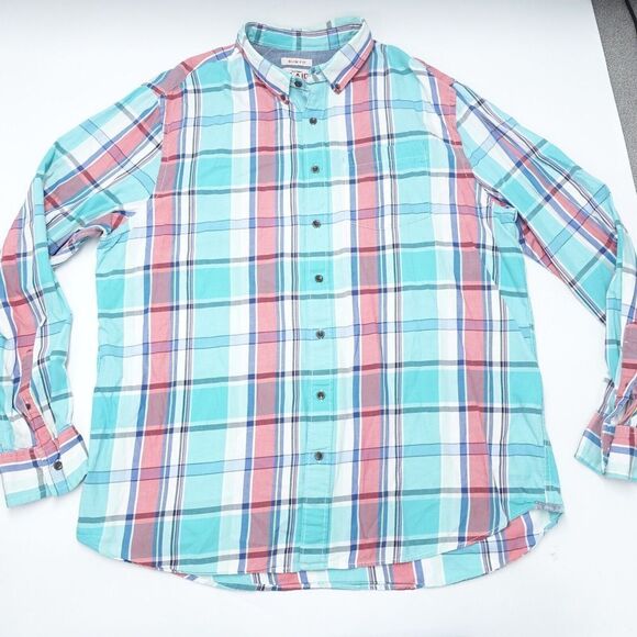 Old Navy Shirt Men's 2XL Multicolor Plaid Collared Slim Fit Casual Button-Down - Picture 1 of 7